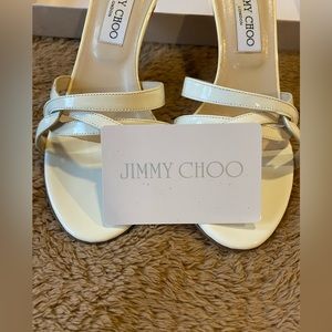 Jimmy Choo Nice Patent White Kitten Heel Sandals (eu Size 38.5) Us 8.5